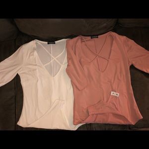 Bundle of White bodysuit and pink bodysuit